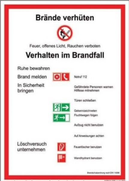 Brandschutzordnung BSO Teil A DIN 14096